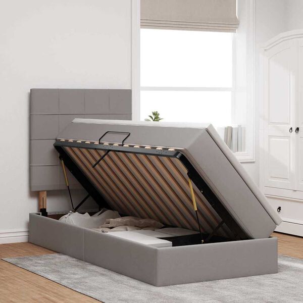 vidaXL Lit avec rangement et LED avec LED Taupe 100 x 200 cm Polyester
