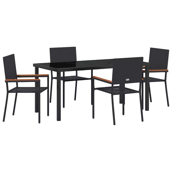 vidaXL Ensemble de salle &agrave; manger pour jardin 5 pcs Noir polyrotin