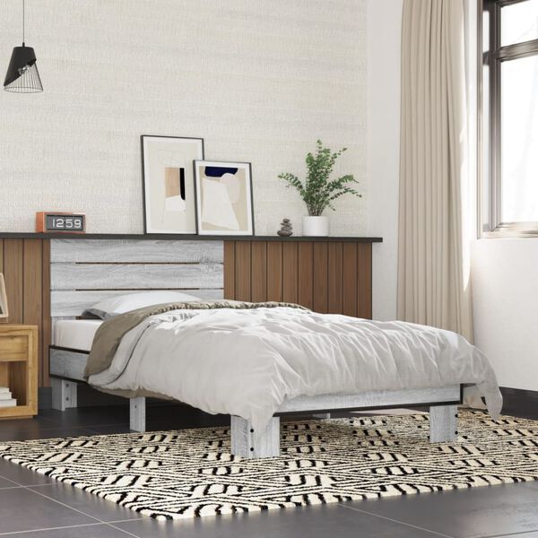 vidaXL Cadre de lit sans matelas sonoma gris 90x190 cm