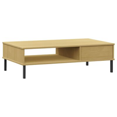 vidaXL Table basse avec pieds en métal Marron Bois pin massif OSLO