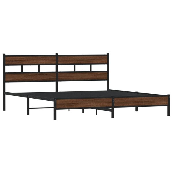 vidaXL Cadre de lit en m&eacute;tal sans matelas ch&ecirc;ne marron 180x200 cm