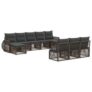 vidaXL Ensemble de canap&eacute; de jardin 10 pc Gris et Gris fonc&eacute; polyrotin