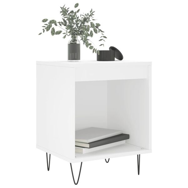 vidaXL Table de chevet Blanc 40x35x50 cm Bois d&rsquo;ing&eacute;nierie