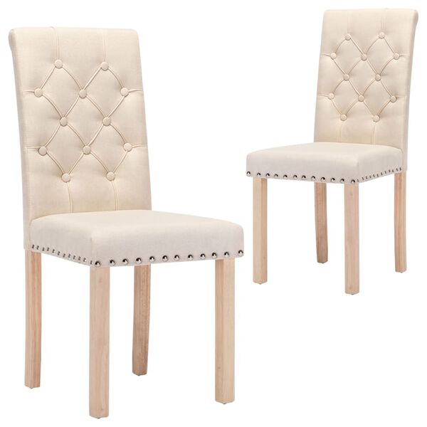 vidaXL Chaises &agrave; manger lot de 2 cr&egrave;me tissu