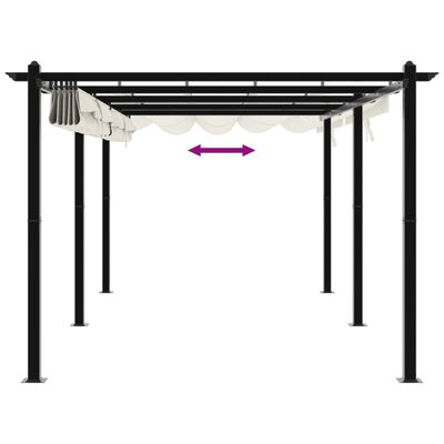 vidaXL Tonnelle de jardin avec toit rétractable crème 3x6 m aluminium