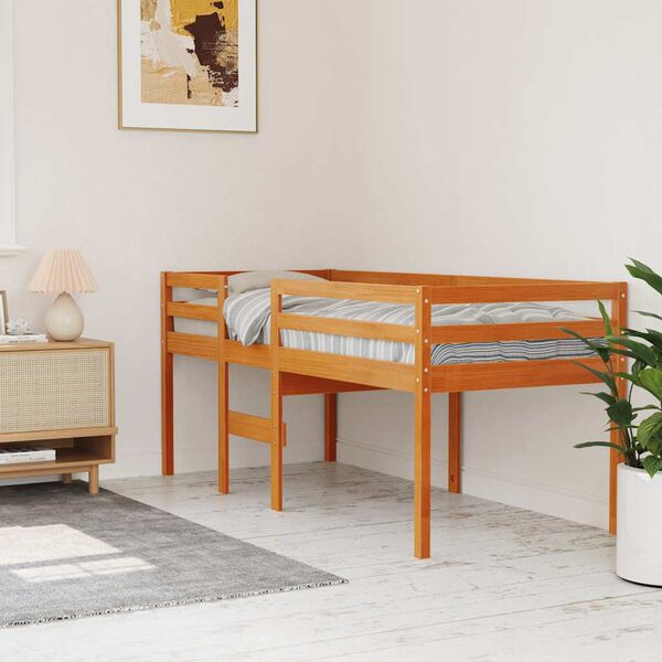 vidaXL Lit haut sans matelas cire marron 80x200 cm bois massif