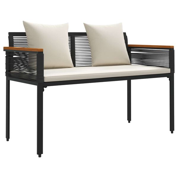 vidaXL Banc ext&eacute;rieur Noir et blanc cr&egrave;me 117 x 54 x 74.5 cm polyrotin