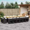 vidaXL Ensemble &agrave; manger de jardin 17 pcs coussins noir r&eacute;sine tress&eacute;e