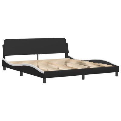 vidaXL Cadre de lit avec LED sans matelas noir et blanc 180x200 cm