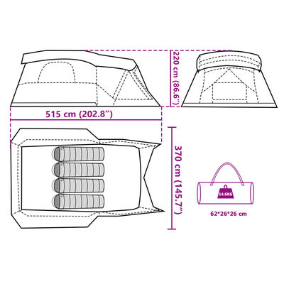 vidaXL Tente de camping avec porche 4 personnes orange imperméable