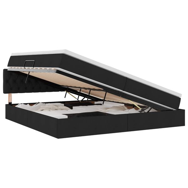 vidaXL Lit avec rangement et matelas avec matelas Noir 200 x 200 cm