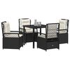 vidaXL Ensemble de salle &agrave; manger pour jardin 5 pcs Noir polyrotin