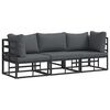 vidaXL 3 pc Mobilier de jardin M&eacute;tal Noir et anthracite