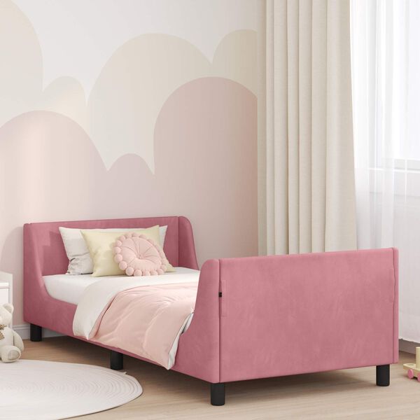 vidaXL Cadre de lit pour enfants avec t&ecirc;te de lit Rose 80 x 200 cm