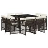 vidaXL Ensemble &agrave; manger de jardin et coussins 9 pcs marron poly rotin
