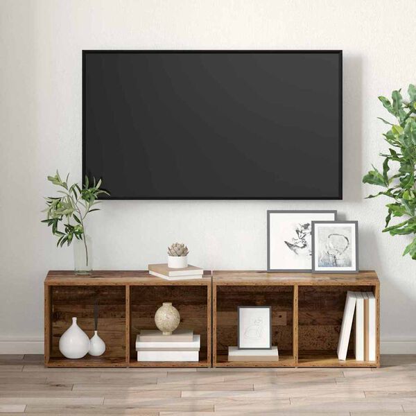 vidaXL Ensemble meuble TV 2 pcs Bois Ancien 37 x 35 x 72 cm