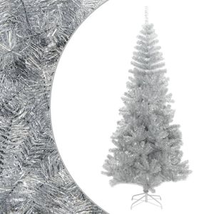 vidaXL Sapin de No&euml;l artificiel avec support argent&eacute; 210 cm PET