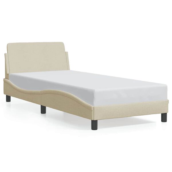 vidaXL Cadre de lit avec t&ecirc;te de lit Dover cr&egrave;me 90x190cm tissu