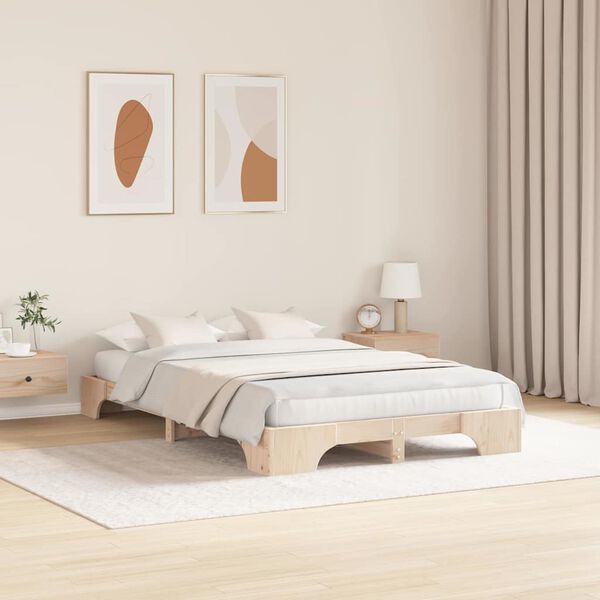 vidaXL Cadre de lit Naturel 120 x 200 cm Pin massif