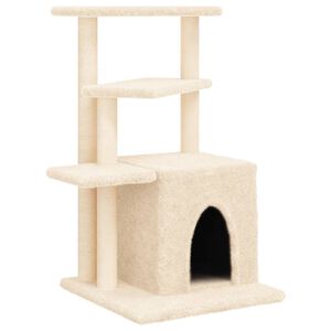 vidaXL Arbre &agrave; chat avec griffoirs en sisal cr&egrave;me 83,5 cm