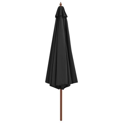 vidaXL Parasol d'extérieur avec mât en bois 350 cm Anthracite