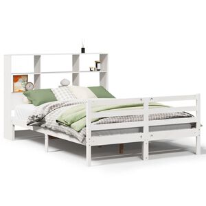 vidaXL Lit biblioth&egrave;que sans matelas blanc 140x190 cm bois pin massif
