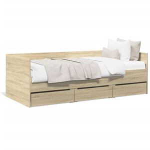 vidaXL Lit de jour avec tiroirs sans matelas ch&ecirc;ne sonoma 90x200 cm