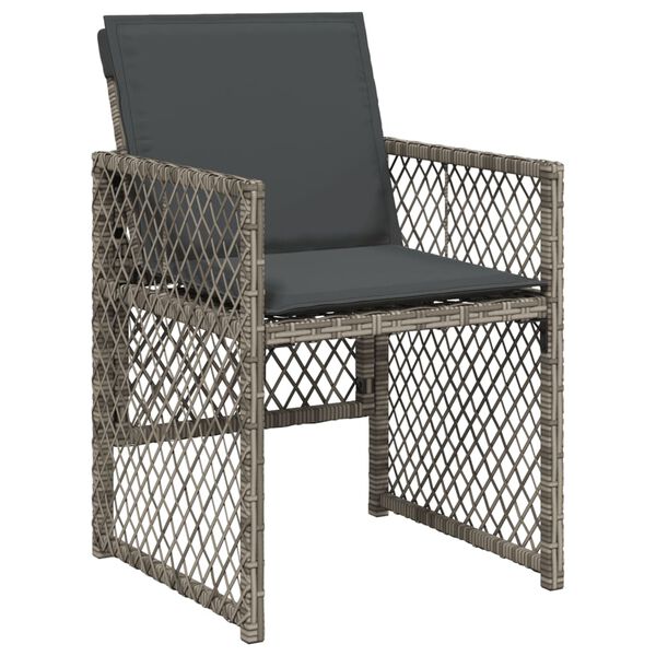 vidaXL Ensemble &agrave; manger de jardin 15 pcs coussins gris r&eacute;sine tress&eacute;e