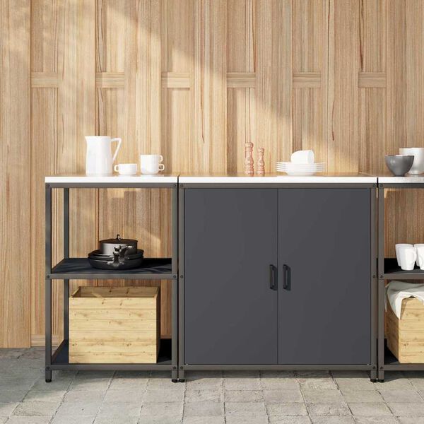 vidaXL Ensemble de rangement cuisine avec &eacute;tag&egrave;re 2 pcs Anthracite