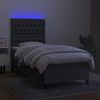vidaXL Sommier &agrave; lattes de lit avec matelas et LED Gris fonc&eacute; 80x200cm