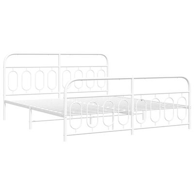 vidaXL Cadre de lit métal sans matelas et pied de lit blanc 183x213 cm