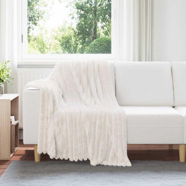 vidaXL Couvertures &agrave; jeter 6 pcs Cr&egrave;me 150 x 130 cm Toison