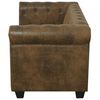 vidaXL Canap&eacute; Chesterfield 2 places en similicuir marron