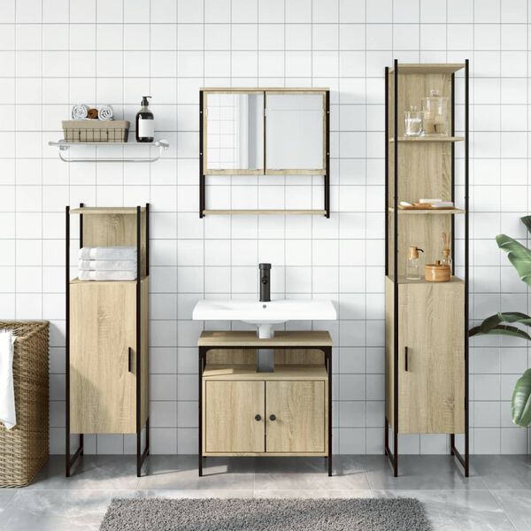 vidaXL Ensemble de meubles de salle de bain 4 pcs ch&ecirc;ne sonoma