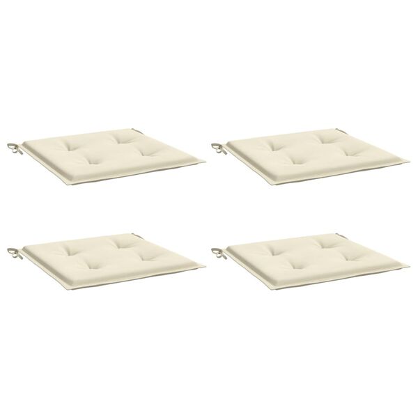 vidaXL Coussins de chaise jardin lot de 4 cr&egrave;me 50x50x4cm tissu oxford
