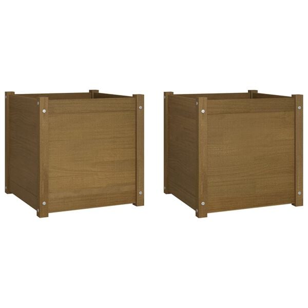 vidaXL Jardini&egrave;res 2 pcs Marron miel 50x50x50 cm Bois de pin massif