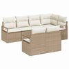 vidaXL Ensemble de canap&eacute; de jardin 7 pc Beige et blanc polyrotin