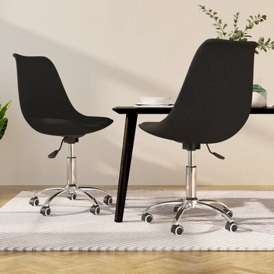 vidaXL Chaises pivotantes à manger lot de 2 Noir Tissu