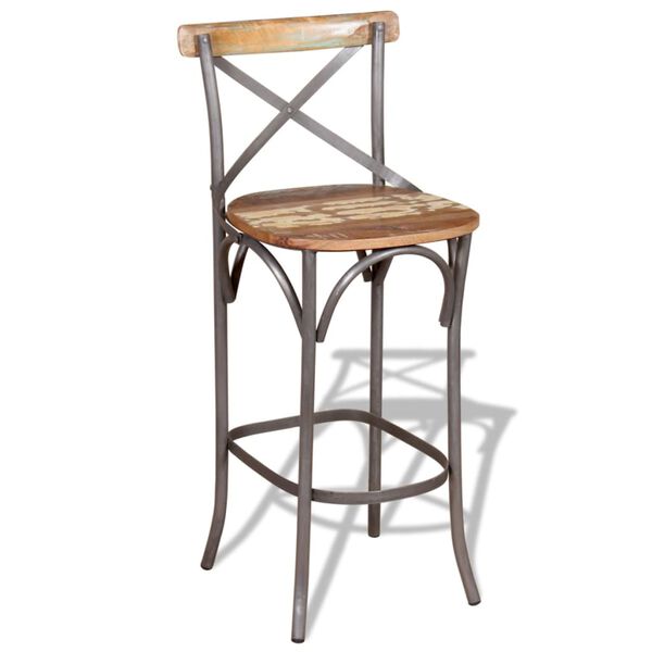 vidaXL Tabouret de bar Bois de r&eacute;cup&eacute;ration massif