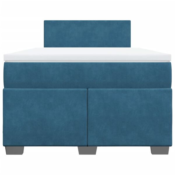 vidaXL Sommier &agrave; lattes de lit et matelas Bleu fonc&eacute; 120x200cm Velours