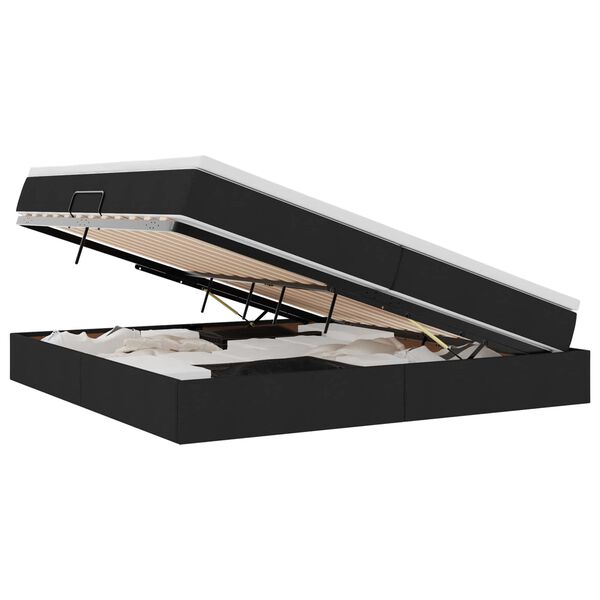 vidaXL Lit avec rangement et matelas Noir 200 x 200 cm Polyester