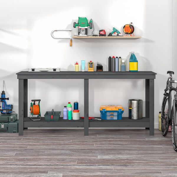 vidaXL Banc de travail Gris 180x50x80 cm Bois de pin massif