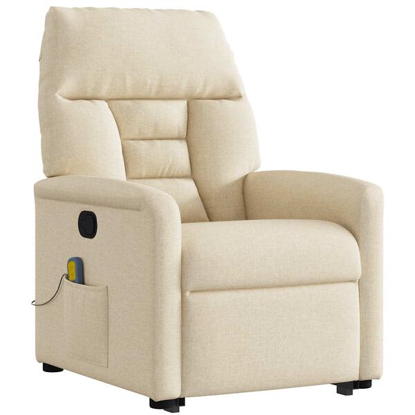 vidaXL Fauteuil inclinable de massage Cr&egrave;me Tissu