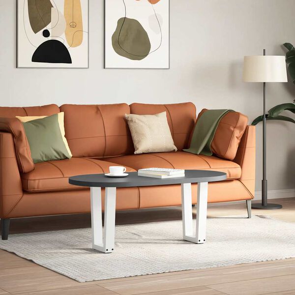 vidaXL Pieds de table basse en forme de V, 2 pi&egrave;ces, blanc, 28 x (42-43,3) cm, acier