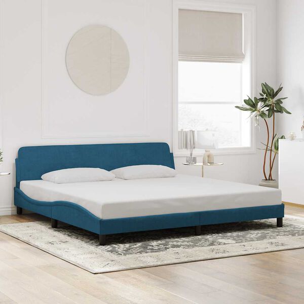vidaXL Cadre de lit Dover bleu 200x200 cm velours