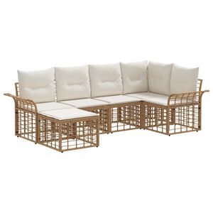 vidaXL Ensemble de canap&eacute;s d'ext&eacute;rieur 6 pc Blanc Naturel et Cr&egrave;me
