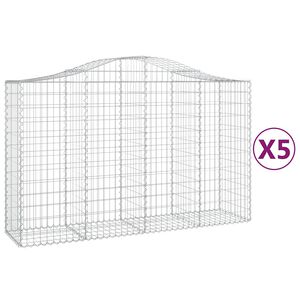 vidaXL Paniers &agrave; gabions arqu&eacute;s 5 pcs 200x50x120/140 cm Fer galvanis&eacute;