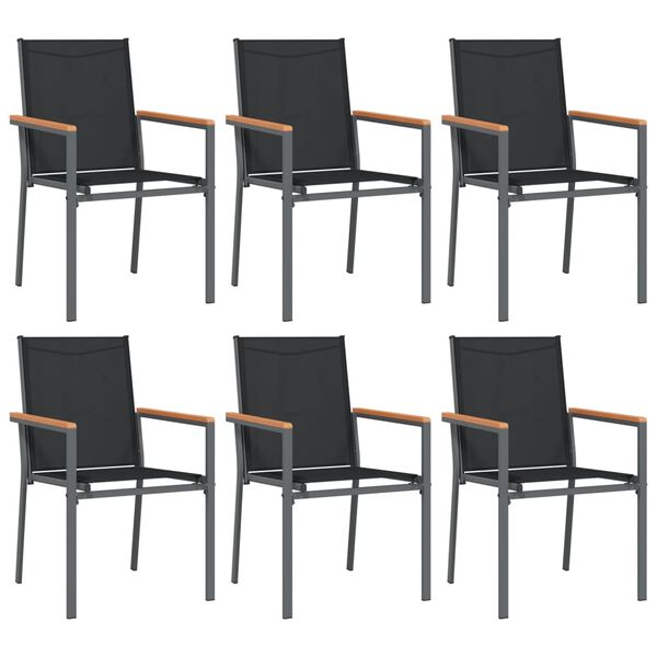vidaXL Ensemble &agrave; manger de jardin 7 pcs noir textil&egrave;ne et acier