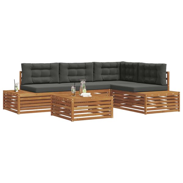 vidaXL Ensemble de canap&eacute;s d'ext&eacute;rieur 5 Pi&egrave;ce Naturel et Anthracite