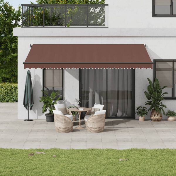 vidaXL Auvent manuel r&eacute;tractable avec LED marron 500x350 cm